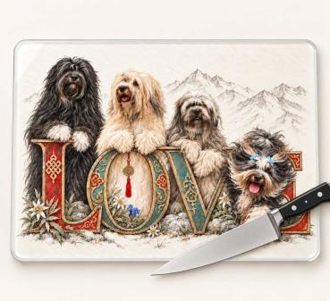 LOVE - Heritage Collection | Tibet Terrier Glas-Schneidebrett Nr.1